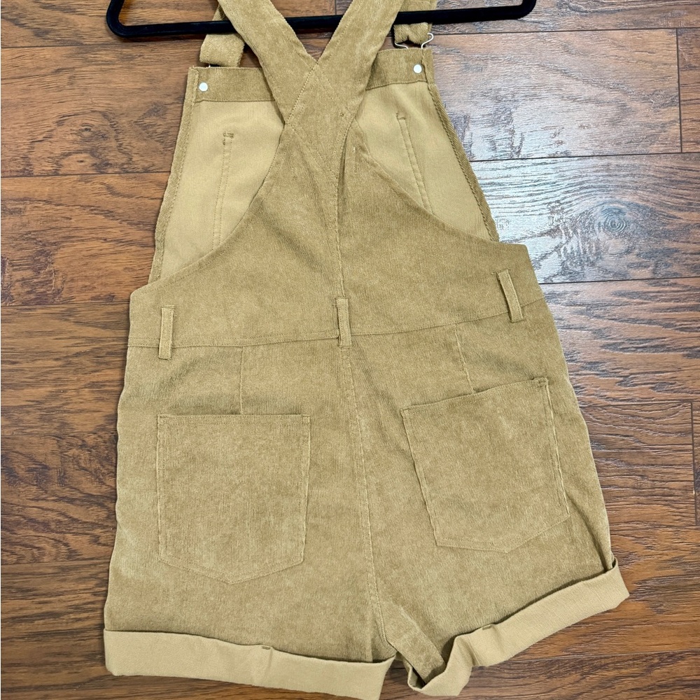Tan Corduroy Short Overalls And Rust Mock Tank - image 6